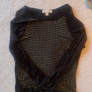 Michael Kors, gold studded front w/pocket top long sleeve, size Lrg